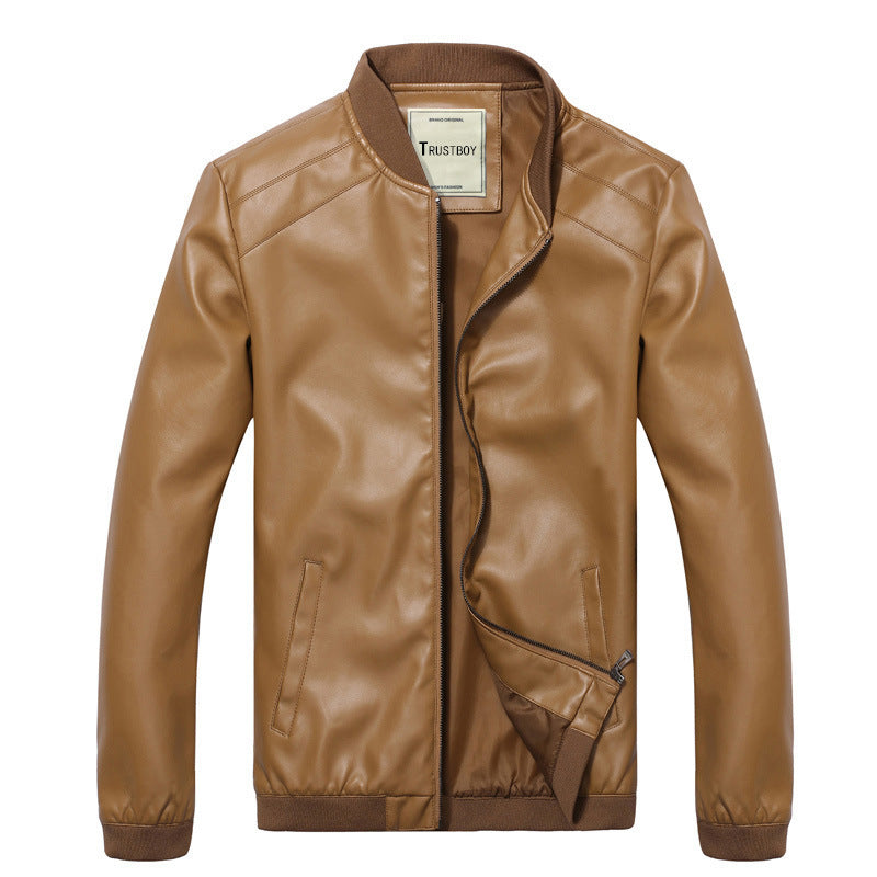 Mens Slim-Fit Stylish Leather Jacket In Korean Style